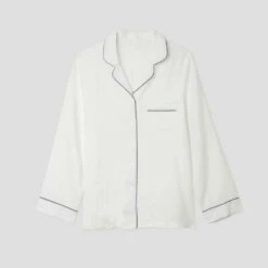 White Linen Pajama Shirt (Top Only) 9 White Linen Pajama Shirt (Top Only) -Bed Linings Sales Shop 11
