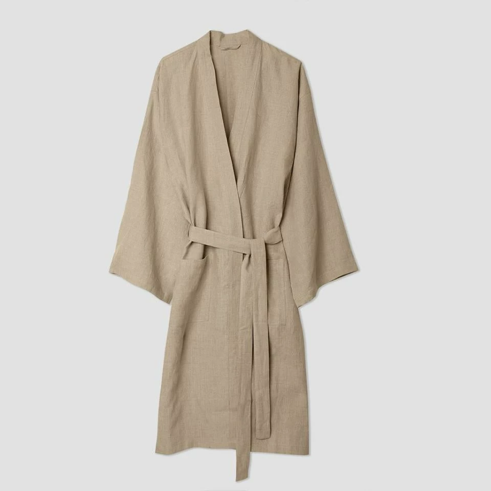 Oatmeal Linen Robe 4 Oatmeal Linen Robe - Image 2