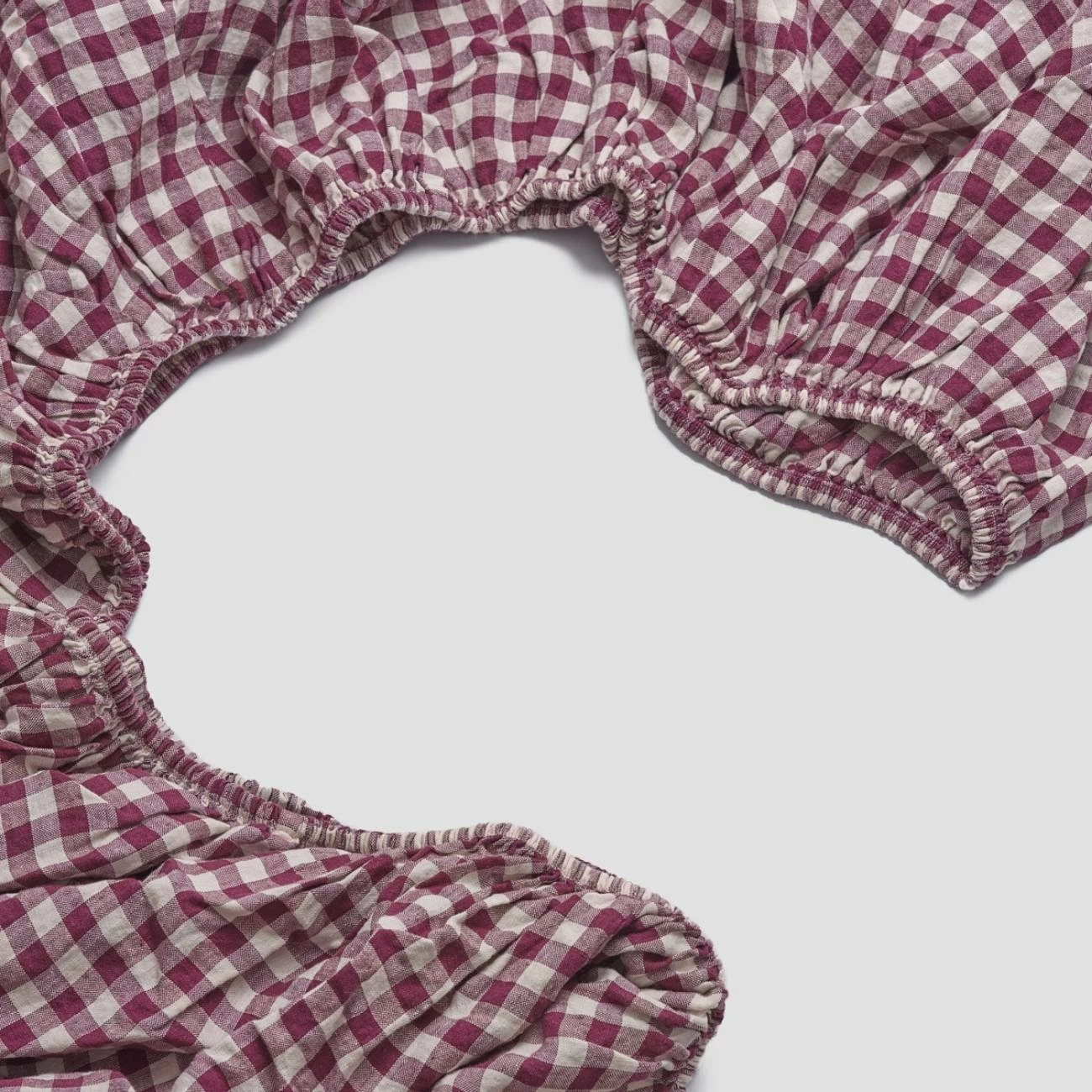 Berry Gingham Linen Fitted Sheet 3 Berry Gingham Linen Fitted Sheet