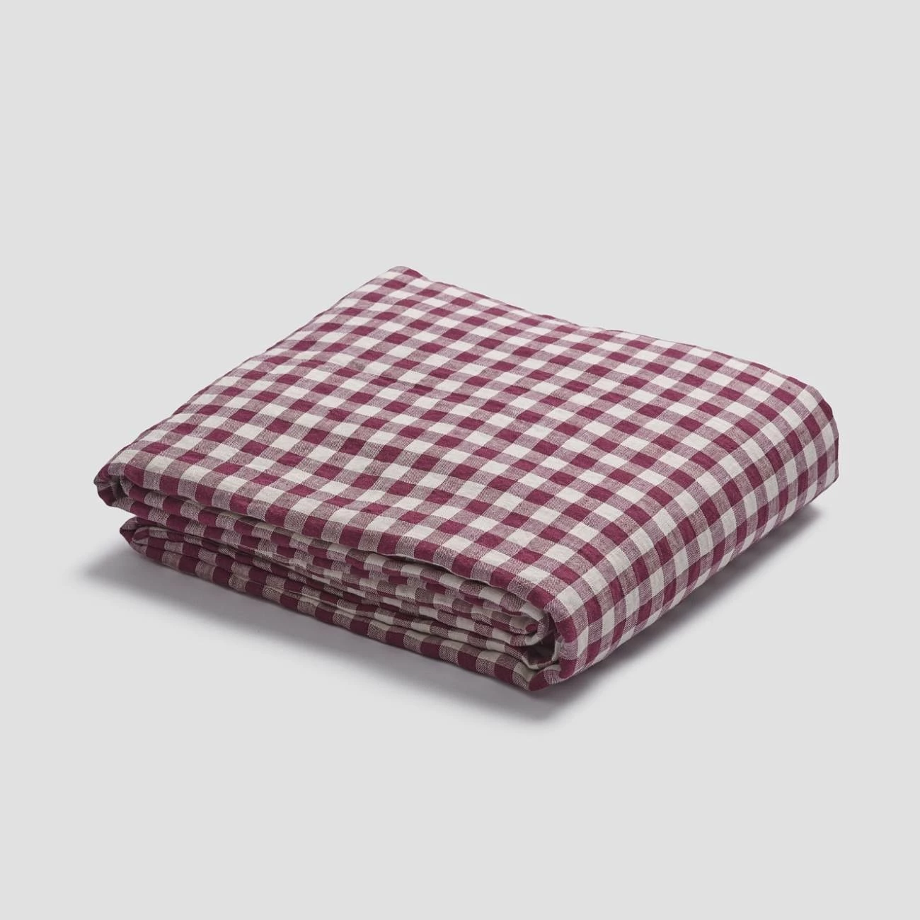 Berry Gingham Linen Flat Sheet 4 Berry Gingham Linen Flat Sheet - Image 2