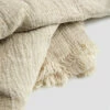 Oatmeal Linen Crinkle Throw -Bed Linings Sales Shop Blanket 1 detail 4a web