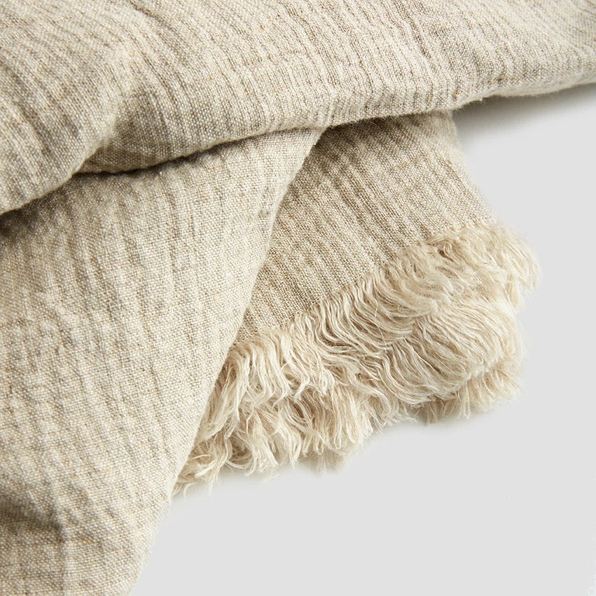 Oatmeal Linen Crinkle Throw 3 Oatmeal Linen Crinkle Throw
