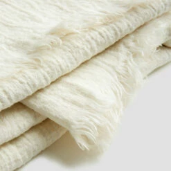 Cream Linen Crinkle Throw -Bed Linings Sales Shop Blanket 2 detail 2a web