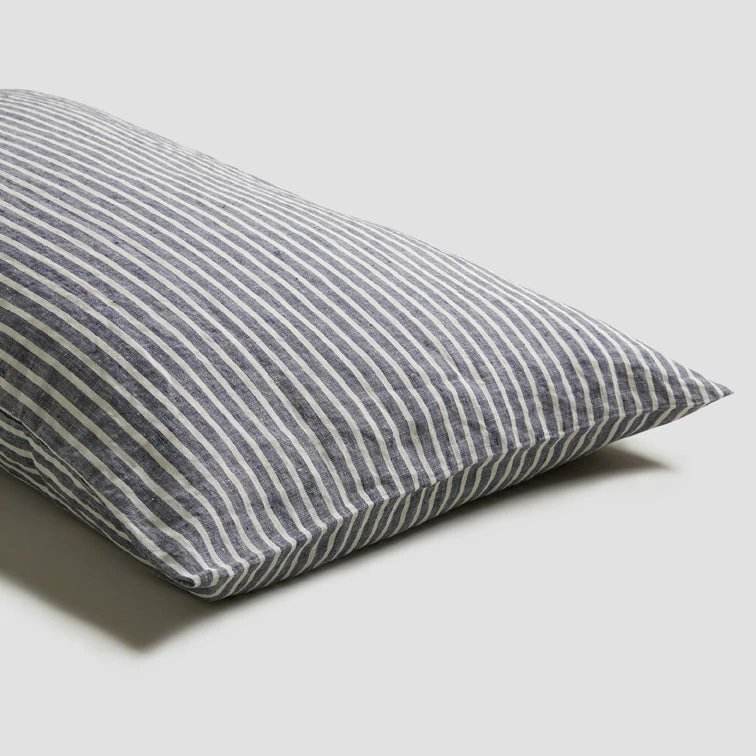 Midnight Stripe Linen Pillowcases (Pair) 3 Midnight Stripe Linen Pillowcases (Pair)