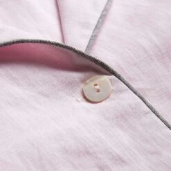 Blush Pink Linen Pajama Shirt (Top Only) 10 Blush Pink Linen Pajama Shirt (Top Only) -Bed Linings Sales Shop Blush Pink Linen Pajama Shirt Button Detail Piglet in Bed 1