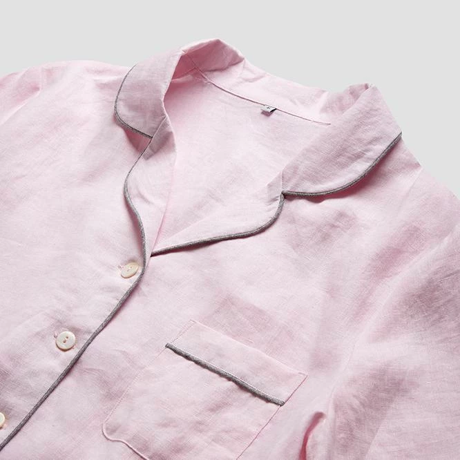 Blush Pink Linen Pajama Shirt (Top Only) 7 Blush Pink Linen Pajama Shirt (Top Only) - Image 5