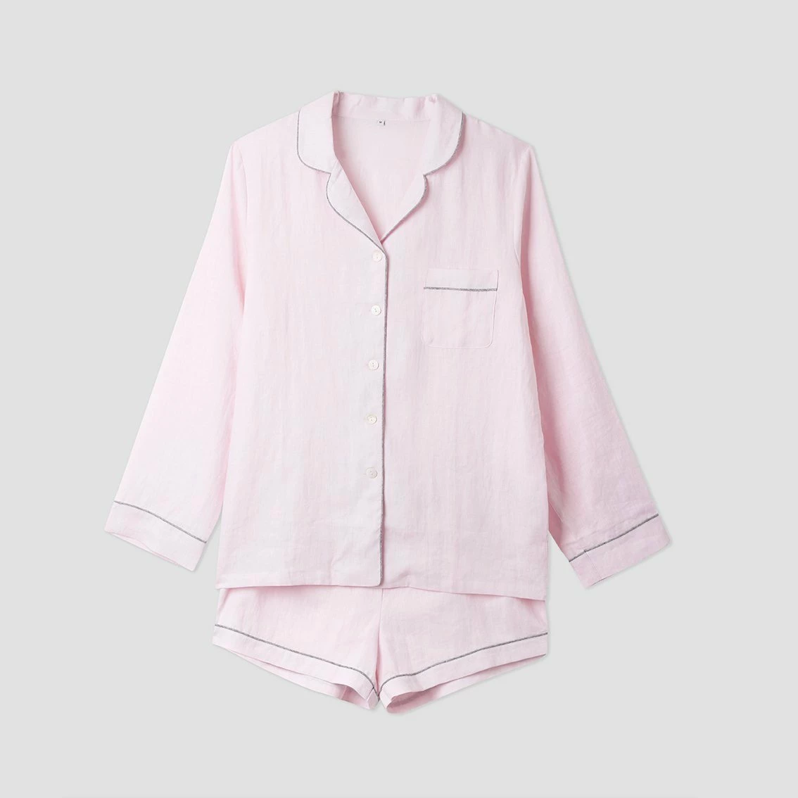 Blush Pink Linen Pajama Shorts Set 6 Blush Pink Linen Pajama Shorts Set - Image 4