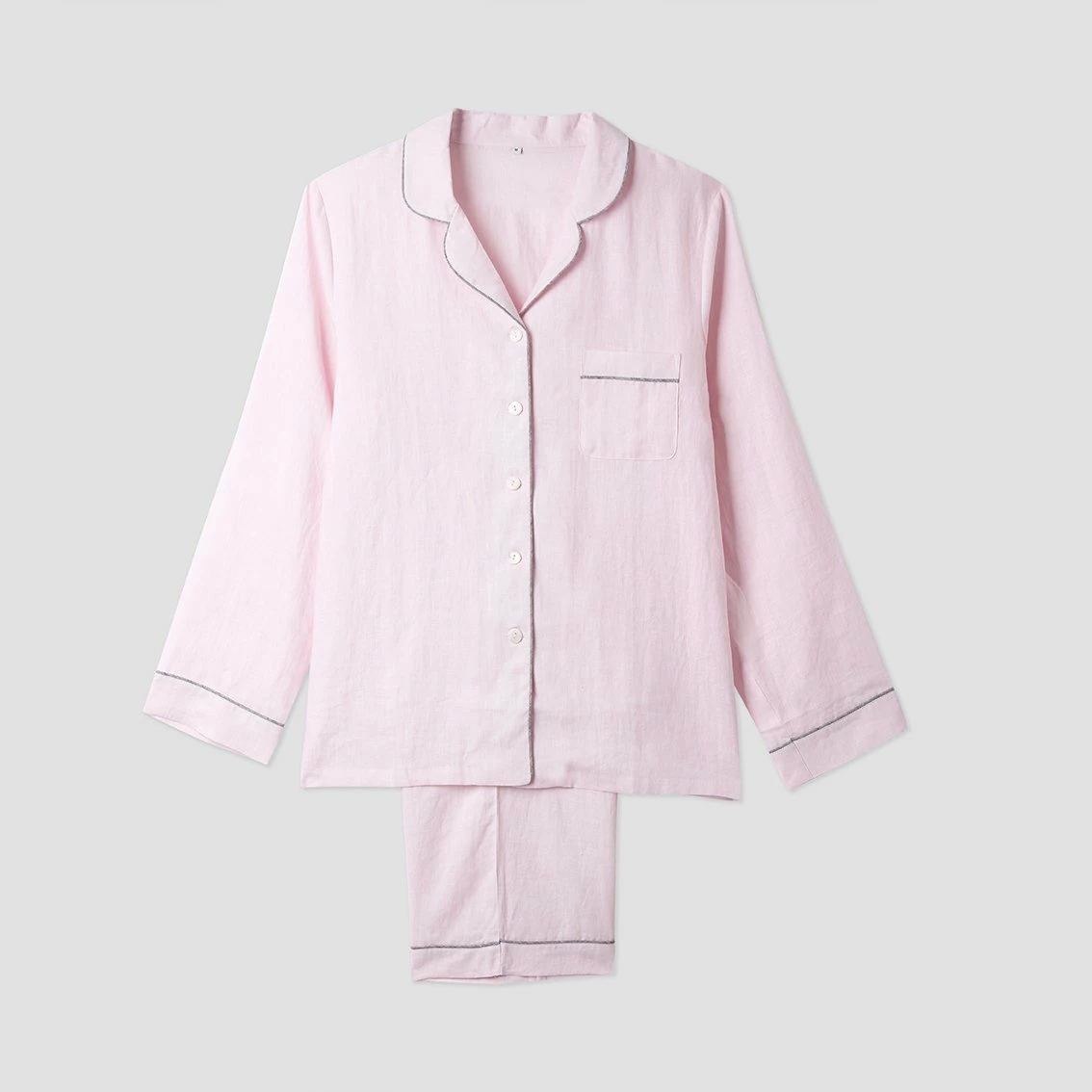 Blush Pink Linen Pajama Set 6 Blush Pink Linen Pajama Set - Image 4