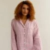 Orchid Gingham Linen Pajama Shirt (Top Only) 1 Orchid Gingham Linen Pajama Shirt (Top Only) -Bed Linings Sales Shop EG PIGLET ECOMM LOWRES 0256