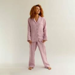 Orchid Gingham Linen Pajama Set