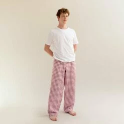 Men's Orchid Gingham Linen Pajama Pants