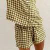 Botanical Green Gingham Linen Pajama Shorts -Bed Linings Sales Shop EG PIGLET ECOMM LOWRES 1374 1