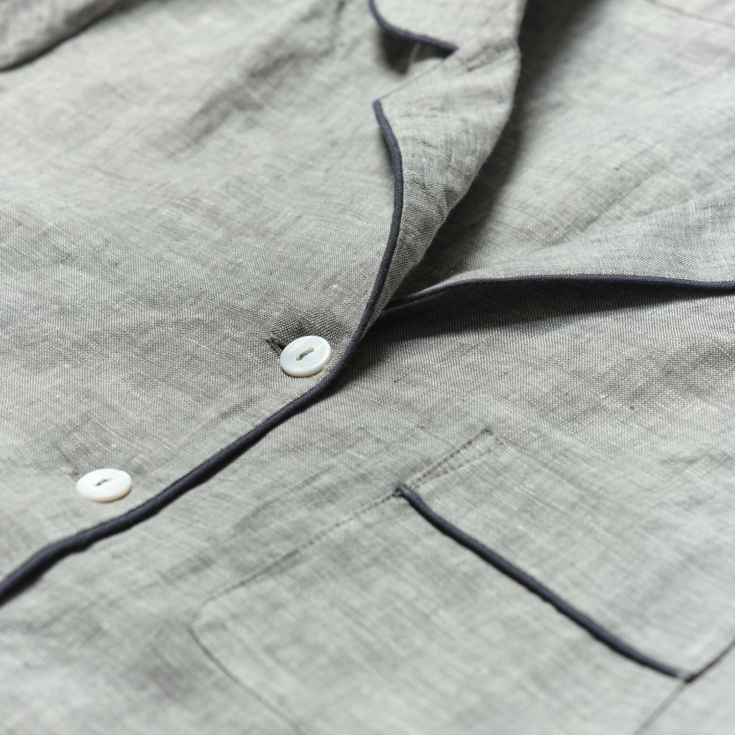 Gray Linen Pajama Shirt (Top Only) 8 Gray Linen Pajama Shirt (Top Only) - Image 6