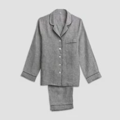 Men's Gray Linen Pajama Set 11 Men's Gray Linen Pajama Set -Bed Linings Sales Shop Pajama TrouserSet Grey PigletinBed 1 1