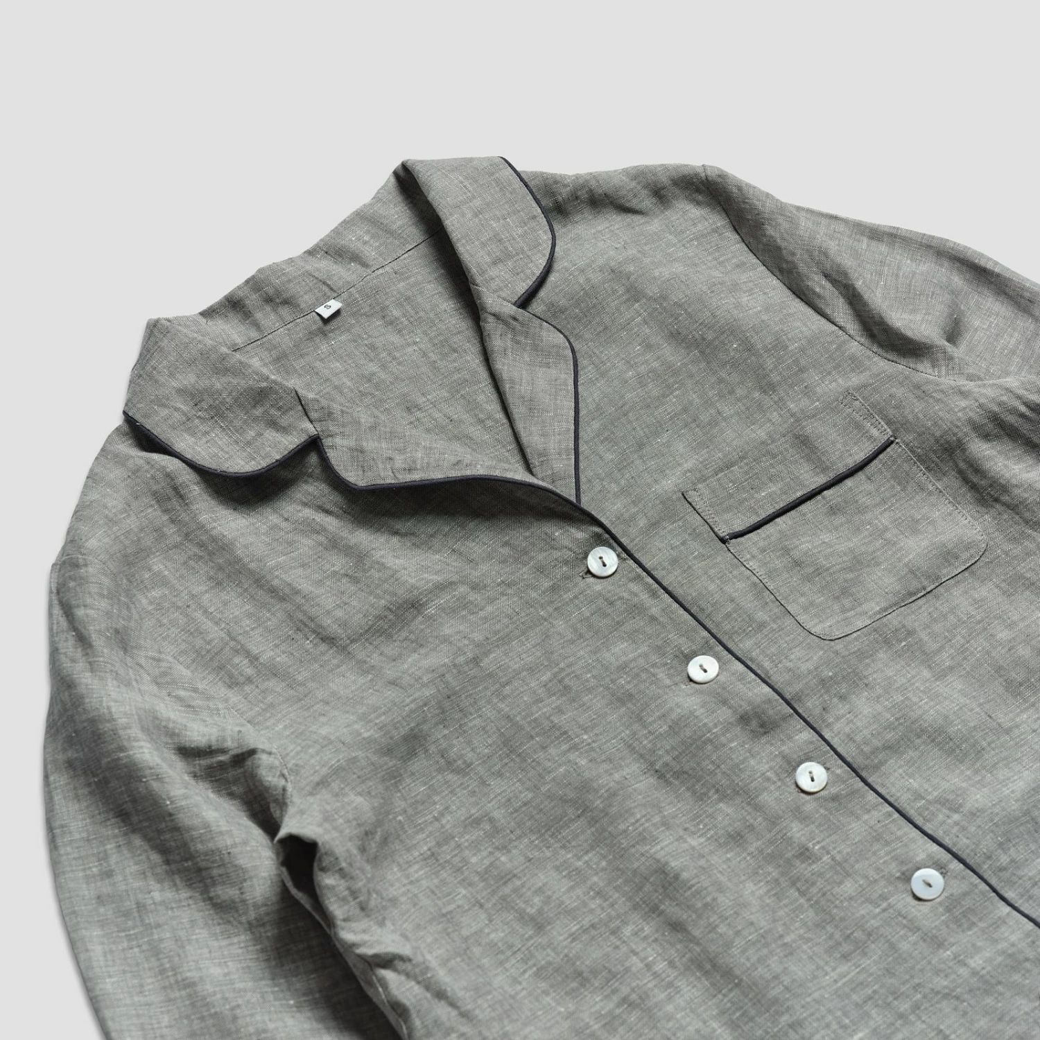 Gray Linen Pajama Shirt (Top Only) 7 Gray Linen Pajama Shirt (Top Only) - Image 5