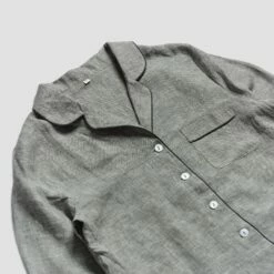 Gray Linen Pajama Shirt (Top Only) 12 Gray Linen Pajama Shirt (Top Only) -Bed Linings Sales Shop Pajama shirt Grey PigletinBed a4