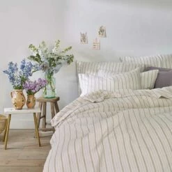 Pear Ticking Stripe Linen Pillowcase (Pair)