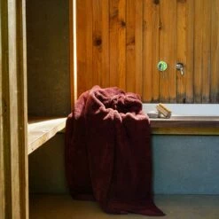 Merlot Organic Cotton Bath Sheet -Bed Linings Sales Shop Piglet in Bed Bathroom Collection Organic Cotton Bath Sheet Merlot 1