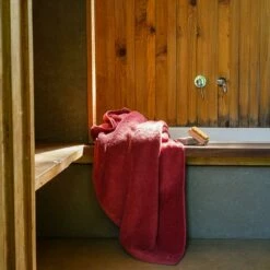 Mineral Red Organic Cotton Bath Sheet -Bed Linings Sales Shop Piglet in Bed Bathroom Collection Organic Cotton Bath Sheet Mineral Red 1