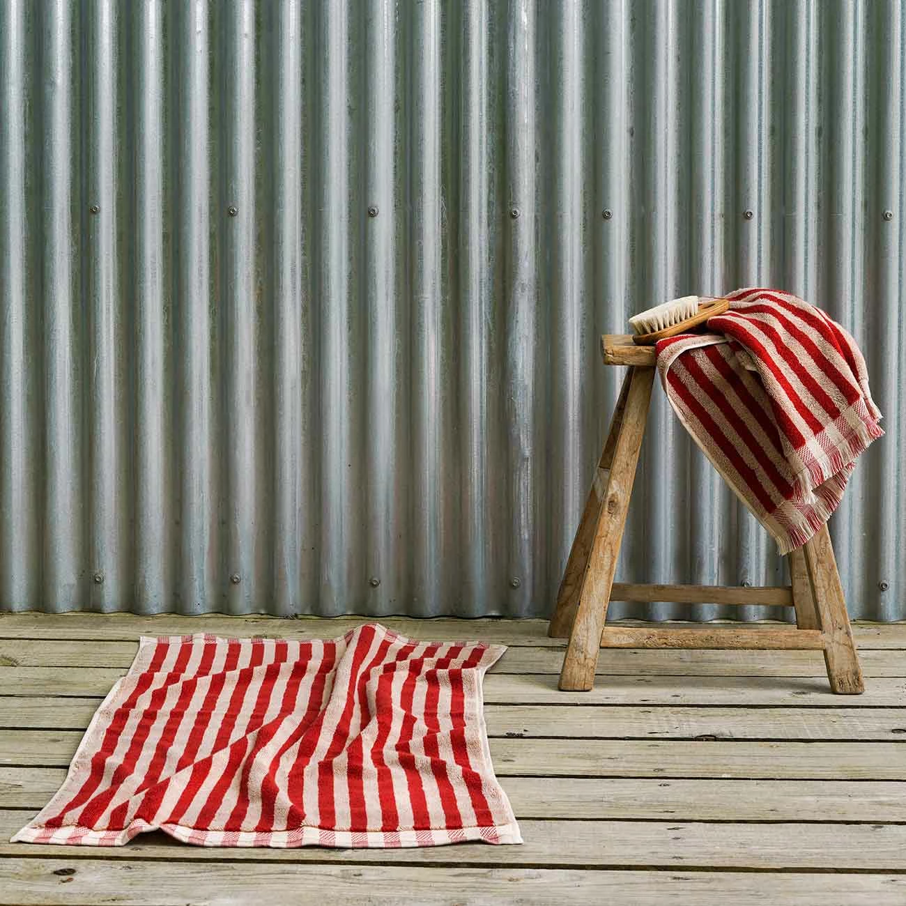 Sandstone Red Stripe Cotton Bath Mat 3 Sandstone Red Stripe Cotton Bath Mat