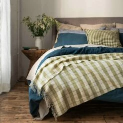 Bed Linings Sales Shop 39 Apple Checked Stripe Wool Blanket