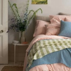 Apple Checked Stripe Wool Blanket 12 Apple Checked Stripe Wool Blanket -Bed Linings Sales Shop Piglet in Bed Checked Stripe Wool Blanket Apple Lifestyle 2