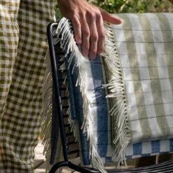 Apple Checked Stripe Wool Blanket -Bed Linings Sales Shop Piglet in Bed Checked Stripe Wool Blanket Apple Lifestyle 3 1