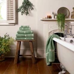 Meadow Green Hand Towel 12 Meadow Green Hand Towel -Bed Linings Sales Shop Piglet in Bed Cotton Towels Meadow Green Lifestyle 1300x1300 5