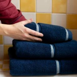 Moonlit Blue Hand Towel -Bed Linings Sales Shop Piglet in Bed Cotton Towels Moonlit Blue Lifestyle 1300x1300 13