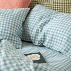Warm Blue Gingham Linen Pillowcases (Pair) -Bed Linings Sales Shop Piglet in Bed Gingham Linen Bedding Warm Blue Lifestyle 9.2 78d42fab dcdc 4320 b722 f3bcebe98af8 1