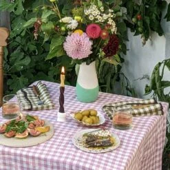 Botanical Green Gingham Linen Napkin Set Of 4