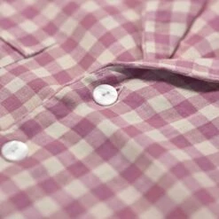 Orchid Gingham Linen Pajama Shirt (Top Only) -Bed Linings Sales Shop Piglet in Bed Gingham Shirt Orchid 3 web res 1