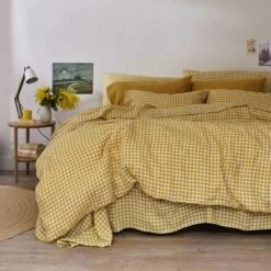Bed Linings Sales Shop 24 Honey Gingham Linen Duvet Cover
