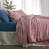 Mineral Red Gingham Linen Flat Sheet -Bed Linings Sales Shop Piglet in Bed Linen Bedding Mineral Red Gingham Flat Sheet 1 1