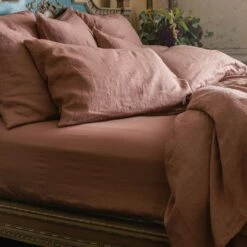 Warm Clay Linen Fitted Sheet 10 Warm Clay Linen Fitted Sheet -Bed Linings Sales Shop Piglet in Bed Linen Bedding Warm Clay Lifestyle 7