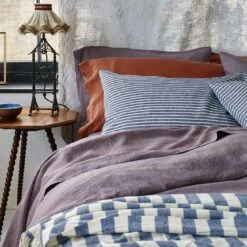 Elderberry Linen Duvet Cover -Bed Linings Sales Shop Piglet in Bed Linen Duvet Cover Elderberry Lifestyle 2