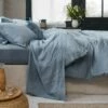 Dusk Blue Linen Flat Sheet -Bed Linings Sales Shop Piglet in Bed Linen Flat Sheet Dusk Blue Lifestyle 1.1