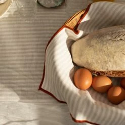 Oatmeal Stripe Linen Napkin Set Of 4 -Bed Linings Sales Shop Piglet in Bed Linen Napkin Set Oatmeal Stripe Lifestyle 17