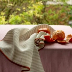 Oatmeal Stripe Linen Napkin Set Of 4 -Bed Linings Sales Shop Piglet in Bed Linen Napkin Set Oatmeal Stripe Lifestyle 4 1