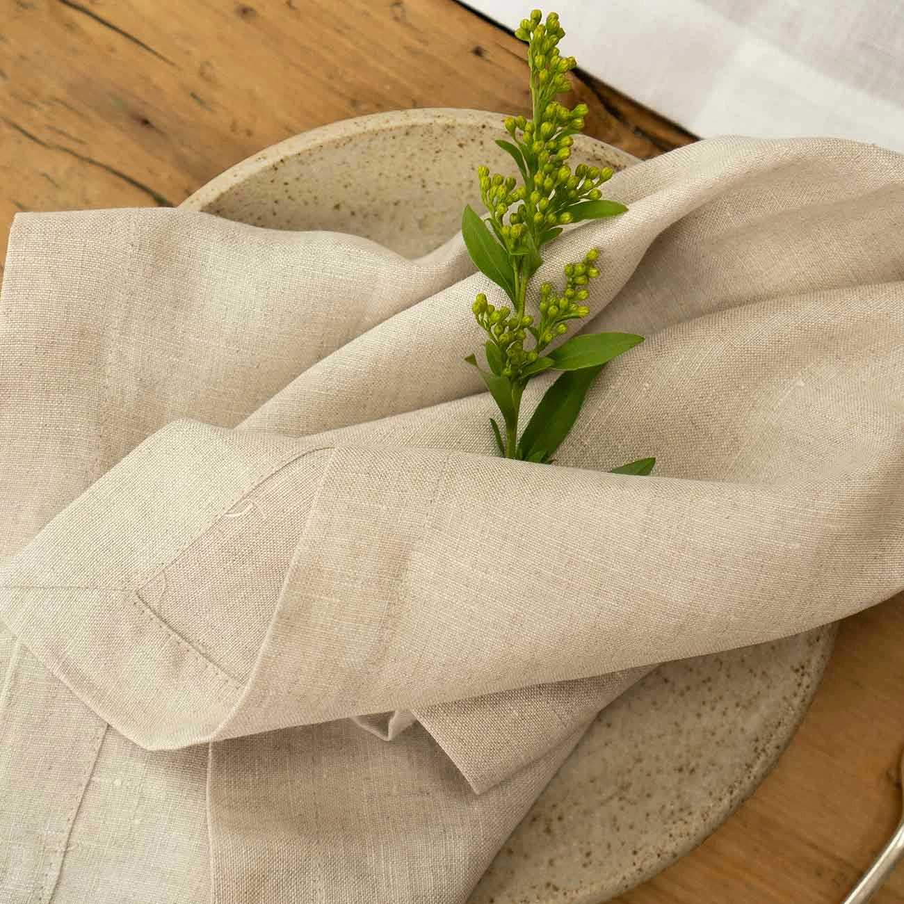 Oatmeal Linen Napkin Set Of 4 4 Oatmeal Linen Napkin Set Of 4 - Image 2