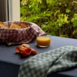 Orchid Gingham Linen Napkin Set Of 4 10 Orchid Gingham Linen Napkin Set Of 4 -Bed Linings Sales Shop Piglet in Bed Linen Napkin Set Orchid Gingham Lifestyle 1 1