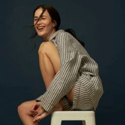 Midnight Stripe Pajama Shorts -Bed Linings Sales Shop Piglet in Bed Linen Pyjama Shorts Set Midnight Stripe 2 599692d4 2879 49c9 a956 4cc02c31dede 1