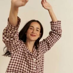 Berry Gingham Pajama Shirt
