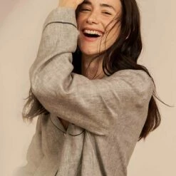 Gray Linen Pajama Shirt (Top Only) 10 Gray Linen Pajama Shirt (Top Only) -Bed Linings Sales Shop Piglet in Bed Linen Pyjama Trouser Set Grey 4 77d693c3 7758 4ef7 9468 e1371cb8f0c6 1