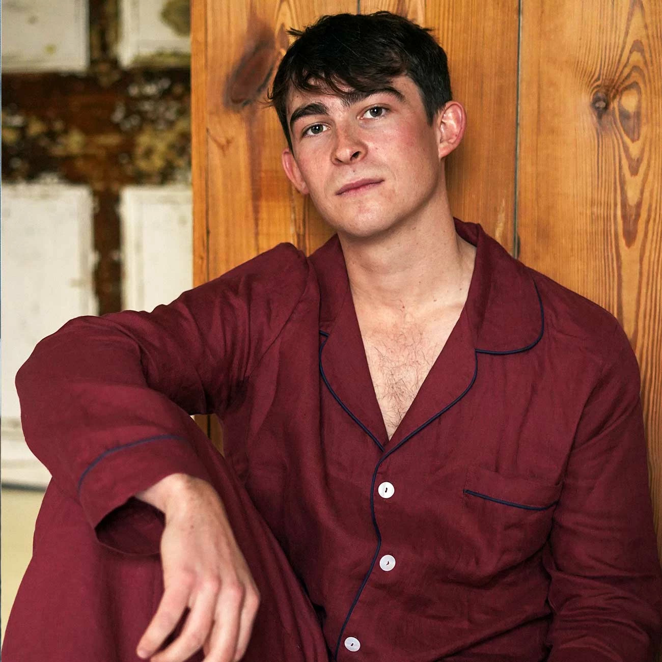 Men's Cherry Linen Pajama Pants 3 Men's Cherry Linen Pajama Pants