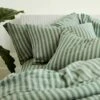 Pine Green Stripe Linen Pillowcases (Pair) -Bed Linings Sales Shop Piglet in Bed Pembroke Stripe Bedding Pine Green 7