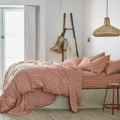 Sandstone Red Stripe Linen Flat Sheet -Bed Linings Sales Shop Piglet in Bed Pembroke Stripe Bedding Sandstone Red 1 7a08b58b d9b8 4f98 bd65 8d8fdcfbb7ae