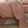 Sandstone Red Stripe Linen Flat Sheet -Bed Linings Sales Shop Piglet in Bed Pembroke Stripe Bedding Sandstone Red 3