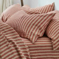 Sandstone Red Stripe Linen Pillowcases (Pair)