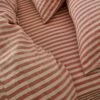 Sandstone Red Stripe Linen Fitted Sheet -Bed Linings Sales Shop Piglet in Bed Pembroke Stripe Bedding Sandstone Red 6 1